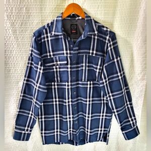 ATG Wrangler Flannel Shirt All Terrain Gear Slate Blue Plaid Size S